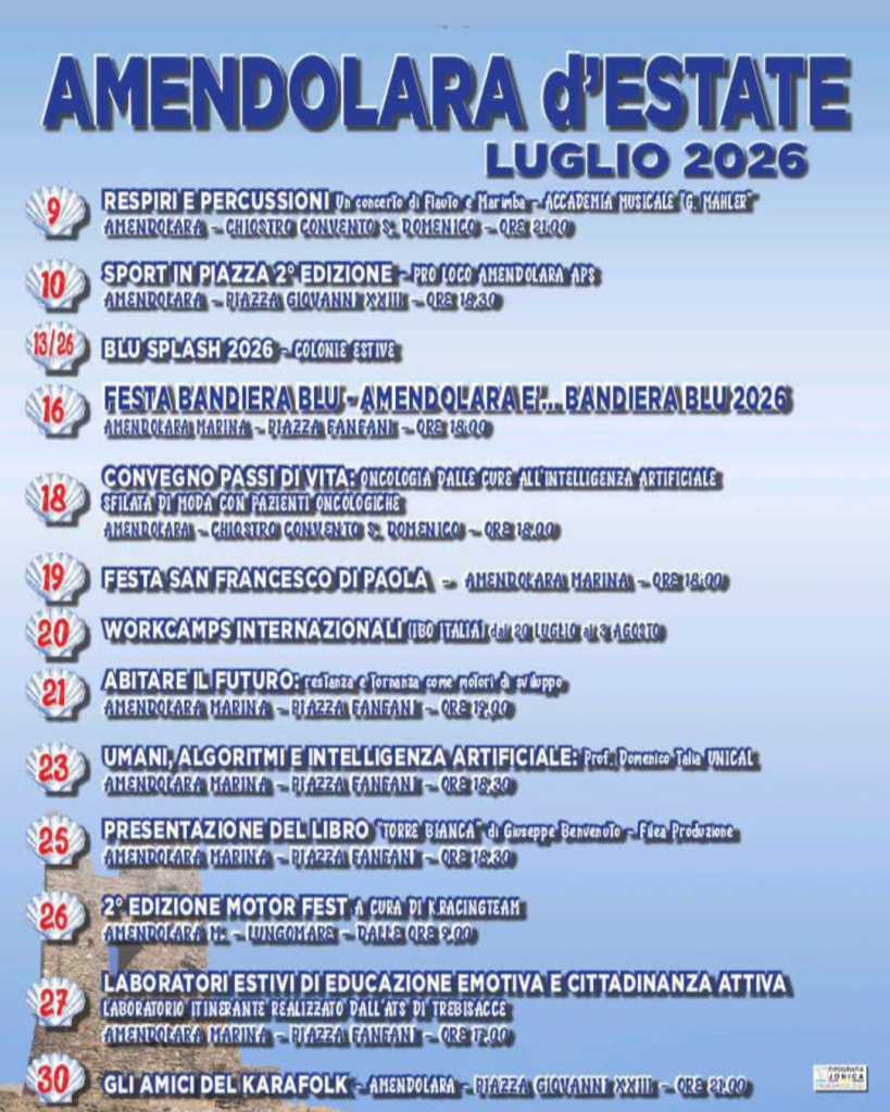Amendolara d’Estate 2026: un luglio ricco di cultura, musica, sport e tradizioni